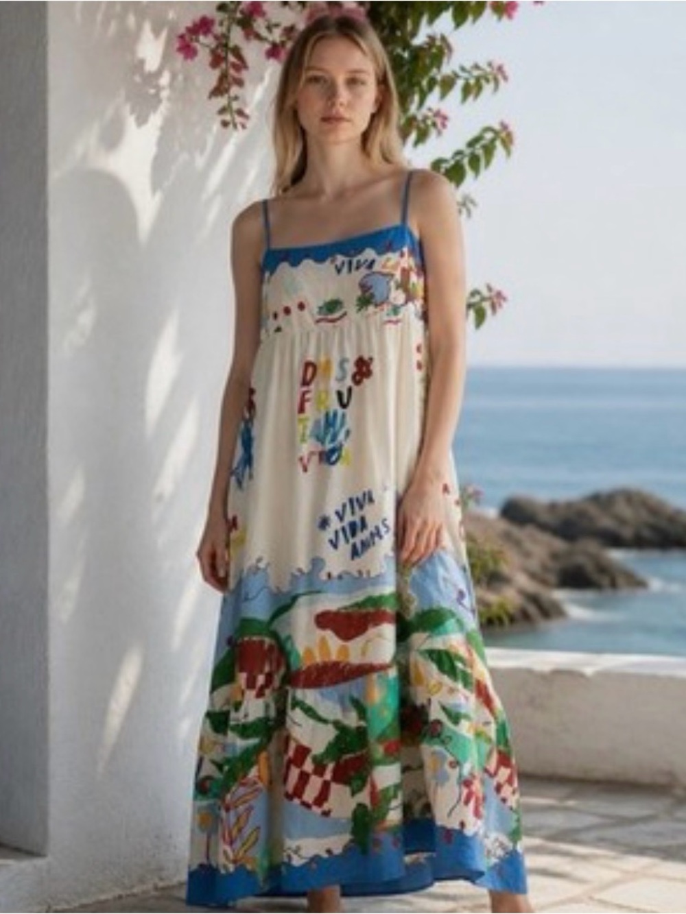 Rachel Zoe NWT Printed Maxi Dress Size L Multicolor Vacation Resort